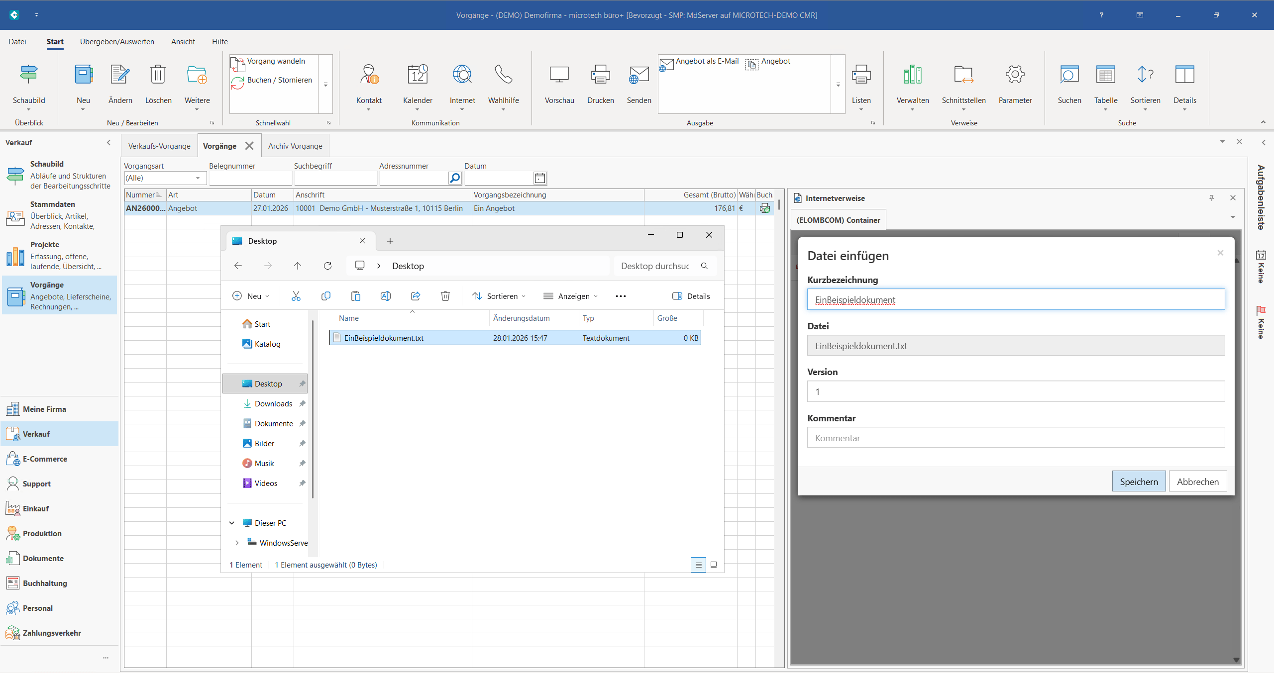 Datenablage per Drag&Drop direkt in microtech nach ELO möglich (nahtlose Integration und Datenablage)